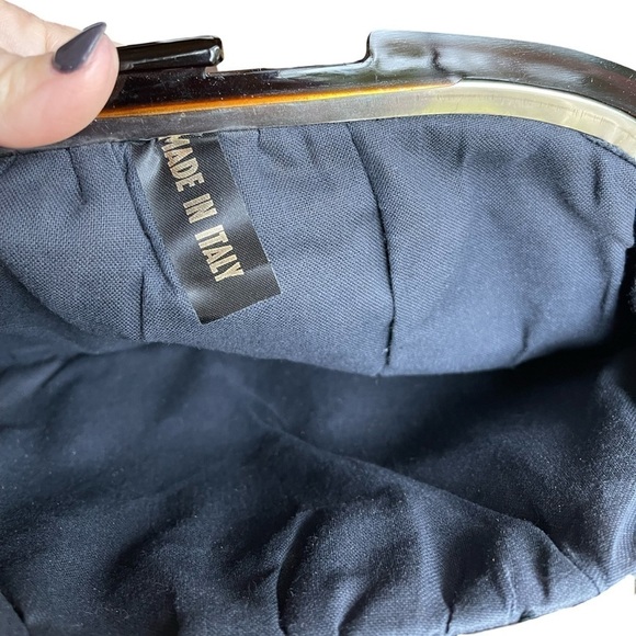 RARE Vintage Italian Made Gray Linen Clutch - Picture 3 of 7